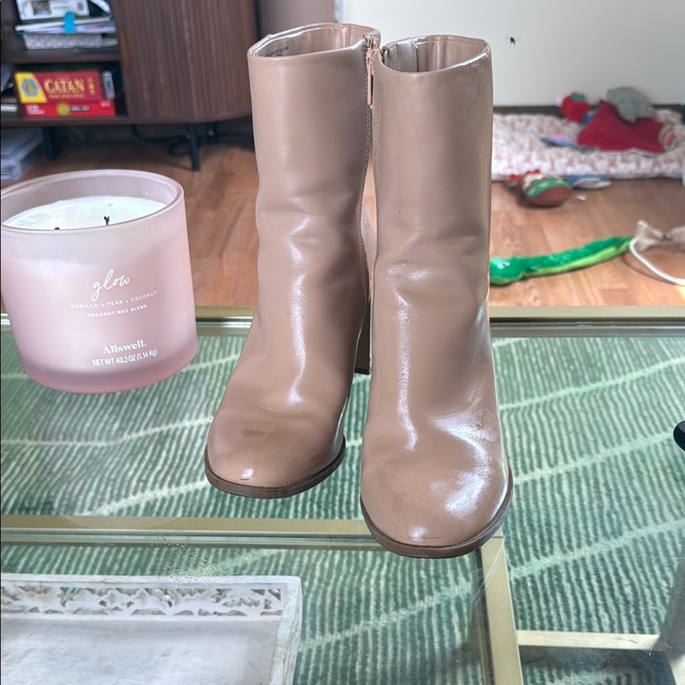 Target Tan Ankle Booties with Chunky Heel